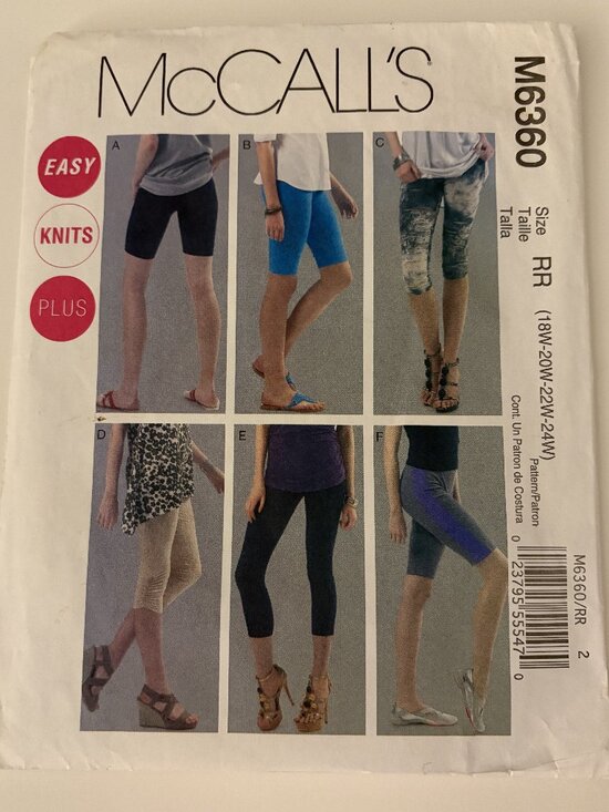 Uncut McCall's M6360 Misses' Leggings Sewing Patterns - Size 18W - 24W - Picture 1 of 1